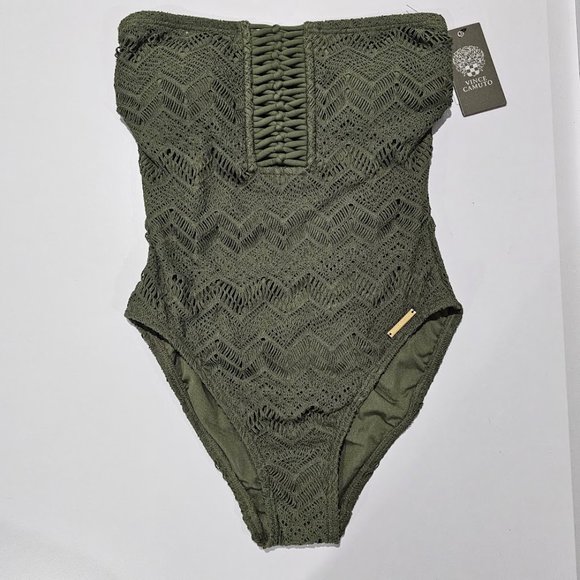 Vince Camuto Crochet Bandeau One-Piece Swimsuit - Picture 5 of 11